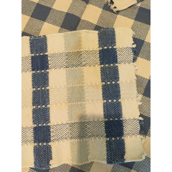 Tableclothw/ 4 Placemats Buffalo Check Country Blue White Fringed Square 58x58 - Picture 7 of 9